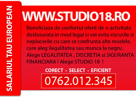 1600 LEI salariu model incepator. Aplica http://www.studio18.ro