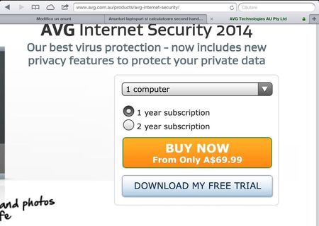 Antivirus Avg Internet Security 2014 Licenta pe 5 Ani