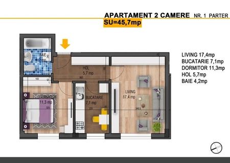 Apartament 2 camere 46mp Berceni Metrou Leonida