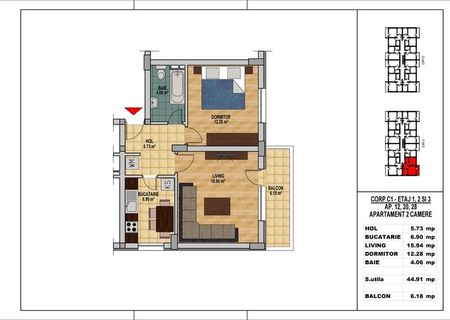 Apartament 2 camere 51 mp decomandat Berceni Oltenitei