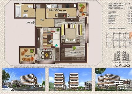 Apartament 2 camere 61 mp Lidl - Sos. Oltenitei capat tramvai 11