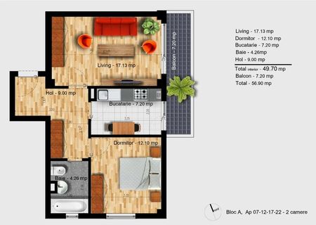 Apartament 2 camere, metrou Leonida, foarte spatios