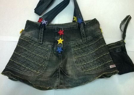 Geanta handmade material blujeans