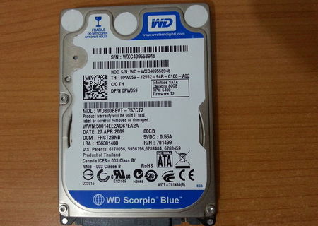 Hard-Disk Laptop SATA 80Gb