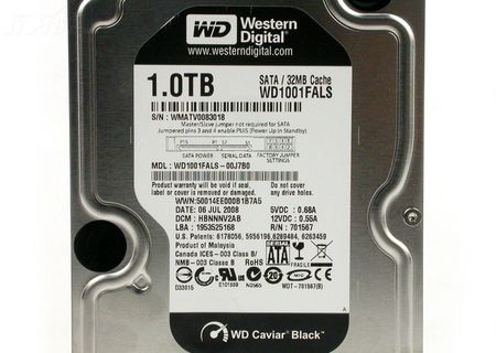 HDD Western Digital Caviar Black 1TB SATA2 , 32MB buffer, cod: WD1001FALS