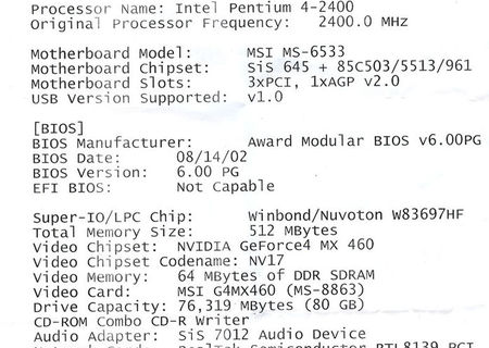 Intel- Pentium 4- 2400 de vanzare, 300 ron