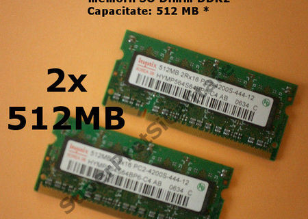 Kit memorie laptop Hynix 1GB (2x512 MB) DDR2 SO DIMM 533MHz dual channel