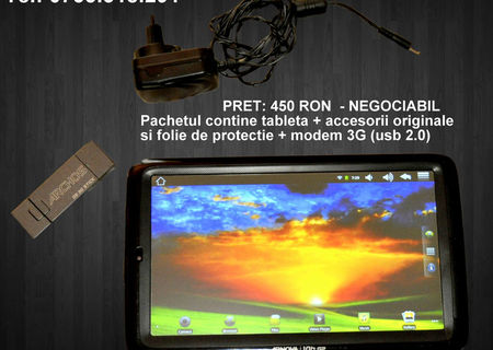 Pachet ce cuprinde: tableta + modem 3g