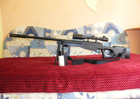 Pusca Airsoft Sniper Mauser SR Warrior cu luneta, amortizor si geanta transport