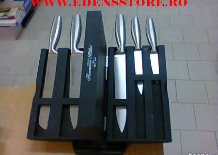 Set cutite din inox 5 piese + suport