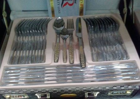 Set tacamuri din inox 72 piese cu auriu