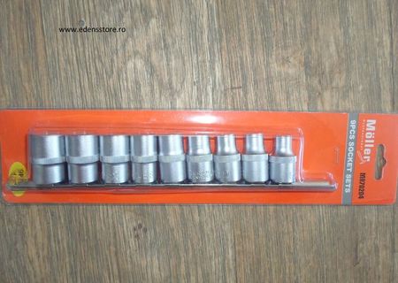 set tubulare stelate 9 piese +suport moller germany crome vanadium