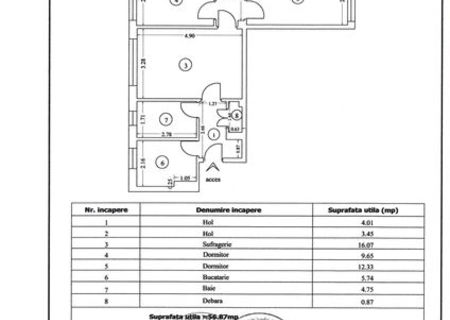 Vand apartament 3 camere central 51000E