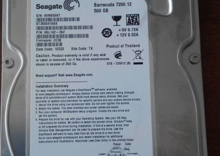 Vand Hard Disk Seagate Barracuda 500GB, 7200rpm, 16MB cache, SATA