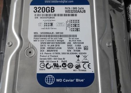 Vand Hard Disk WD Caviar Blue 320GB, 720rpm, 8MB cache, IDE, Folosit foarte putin