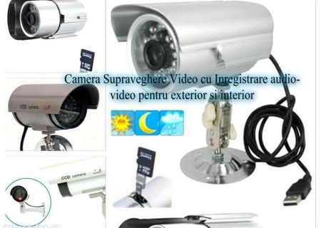 vand KIT camera supraveghere video HD noua cu inregistrare infrarosu sisonor pe card microSD