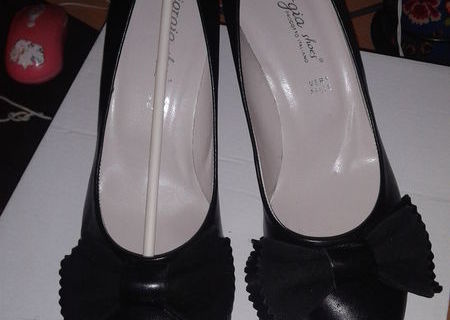 vand pantofi piele negri giorgia shoes vera pelle made in italia