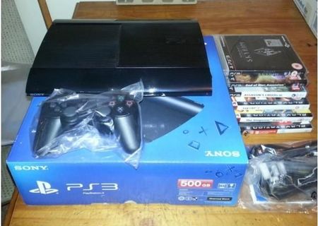 Vand PS3 Super Slim 500 GB Noua+24 Jocuri