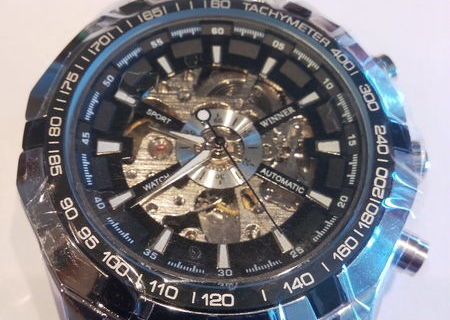 Winner Chronograph Clock Automatic Stainless Men Full Steel Skeleton