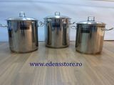 Set 3 oale inox cu capace