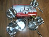 Set 6 vase de inox cu capac de sticla si maner metalic