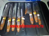 Set de 9 cutite cu maner maro